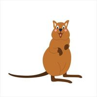 carino divertente quokka su sfondo bianco immagine vettoriale in stile piatto cartone animato per bambini poster cartoline abbigliamento e decorazione d'interni