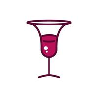 bicchiere di vino eleganza celebrazione bevanda bevanda icona linea e riempito vettore