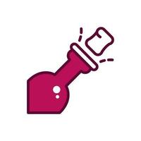 apri la bottiglia di vino con la linea dell'icona della bevanda della bevanda della celebrazione del sughero e riempita vettore