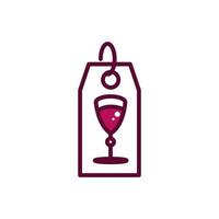 tag bicchiere di vino celebrazione bevanda bevanda icona linea e riempito vettore