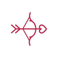 felice giorno di san valentino arco freccia testa cuore linea rossa design vettore