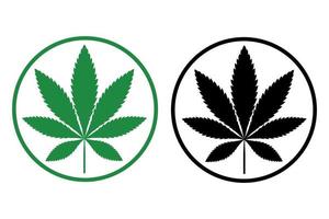 semplice icona di cannabis foglia silhouette indica marijuana vettore