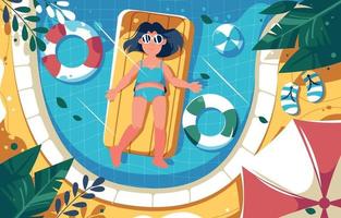 donna rilassarsi in piscina in estate vettore