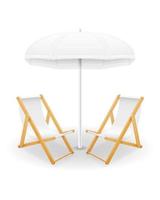 spiaggia attributi ombrellone e sedia a sdraio stock illustrazione vettoriale isolato su sfondo bianco