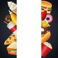 fascio di deliziosi frame di menu fast food vettore