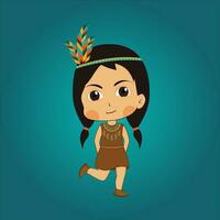 carino nativo americano indiano ragazza vettore illustrazione