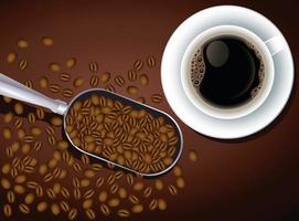 poster di pausa caffè con tazza e semi in cucchiaio vettore