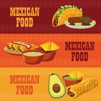 scritte di cibo messicano in poster con menu fissi vettore