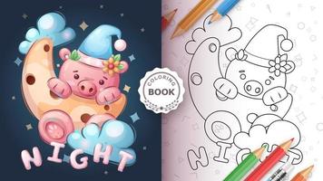 Pig in Loon libro da colorare vettore