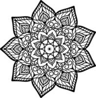 monocromatico etnico mandala design. anti stress colorazione pagina per adulti. mano disegnato nero e bianca vettore illustrazione