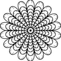 monocromatico etnico mandala design. anti stress colorazione pagina per adulti. mano disegnato nero e bianca vettore illustrazione