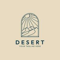 deserto linea arte logo minimalista, luce del sole sfondo con emblema vettore illustrazione design