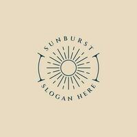 sunburst linea arte logo modello minimalista vettore illustrazione design