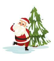 Santa Claus nel piatto stile, allegro Natale, vettore grafica, serie