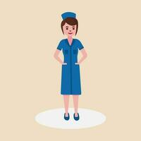 un' infermiera pronto per opera nel uniforme.medio invecchiato, anziano femmina infermiera, fisico terapeuta.vettore illustrazione. vettore