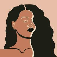 giovane nero donna avatar, piazza carta illustrazione. vettore
