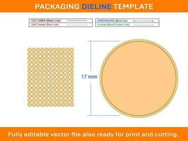 154 pezzi 17 mm cerchio o il giro etichetta etichetta Dieline modello vettore