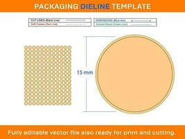 192 pezzi 15 mm cerchio o il giro etichetta etichetta Dieline modello vettore