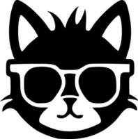 gatto testa con occhiali da sole nero lineamenti monocromatico vettore illustrazione