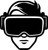 Augmented la realtà virtuale la realtà cuffia icona nero lineamenti vettore illustrazione