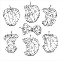 Mela nel il stile di Basso poli. nero schema Mela vettore