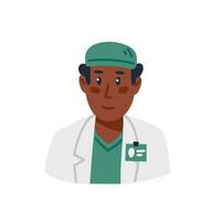 maschio sociale lavoratore o infermiera indossare un' verde uniforme su un' verde sfondo. piatto stile vettore illustrazione.