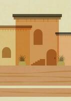 architettura di Marocco, piccolo villaggio manifesto illustrazione. vettore