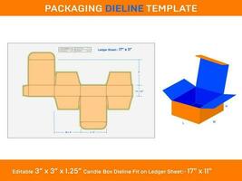 candela con scatola, Dieline modello, 3x3x1.25 pollice, vettore