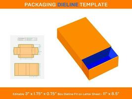 migliore incontro scatola, Dieline modello, 3 X 1.75 X 0,75 pollice, vettore