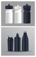 bottiglie di acqua termoplastiche icone di branding vettore