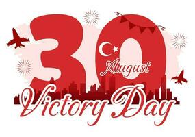 tacchino vittoria giorno vettore illustrazione su 30 agosto con zafer bayrami celebrazione nel piatto cartone animato mano disegnato sfondo modelli