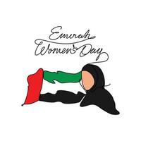 uno continuo linea disegno di emirati Da donna giorno celebrazione agosto 28. Emirati Arabi Uniti nazionale giorno design nel semplice lineare stile. Emirati Arabi Uniti Da donna giorno design concetto vettore illustrazione
