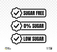 zucchero gratuito linea telaio icona con lista di controllo simbolo isolato su bianca. adatto per cibo etichetta, ragnatela, cartello, francobolli, foche, distintivi, confezione vettore