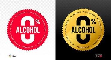 alcool gratuito zero per cento etichetta. no alcool sigillo. vettore illustrazione.