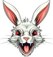 viso di arrabbiato coniglietto, cartone animato stile, arrabbiato coniglio testa vettore illustrazione su bianca sfondo.