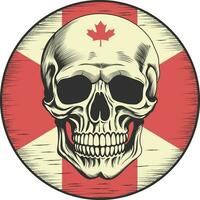 Vintage ▾ retrò canadese bandiera distintivo design. cranio e bandiera di Canada. vettore illustrazione.