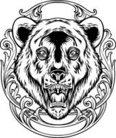 inciso natura selvaggia Vintage ▾ telaio con grizzly orso schema vettore illustrazioni per il tuo opera logo, merce maglietta, adesivi e etichetta disegni, manifesto, saluto carte pubblicità attività commerciale