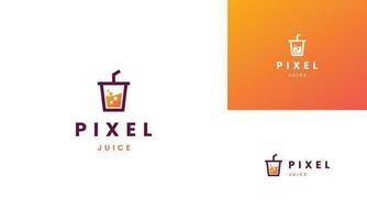 pixel succo logo design moderno concetto vettore