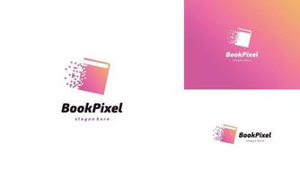 pixel libro logo design concetto vettore, tecnologia formazione scolastica logo icona modello vettore