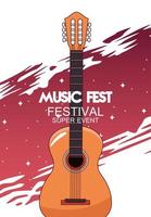 poster del festival musicale con chitarra acustica vettore