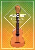 poster del festival musicale con chitarra acustica vettore