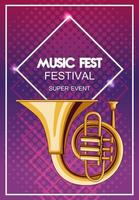 manifesto del festival musicale con le trombe vettore