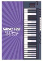 poster del festival musicale con pianoforte vettore