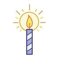 uno luminosa leggero a strisce blu colorato candela colorato vettore icona schema isolato su piazza bianca sfondo. semplice piatto minimalista delineato disegno con compleanno festa celebrazione tema.