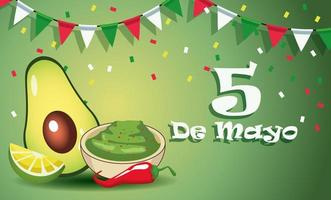 festa del cinco de mayo con salsa guacamole vettore