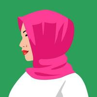 ritratto di un' donna indossare un' hijab. lato Visualizza. adatto per avatar, sociale media profilo foto. vettore grafico.