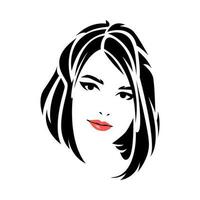 ritratto di bellissimo donna viso con corto capelli tribale tatuaggio logo icona. grafico piatto vettore illustrazione.