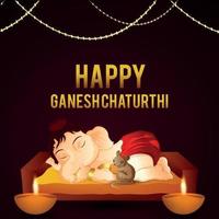 felice ganesh chaturthi celebrazione biglietto di auguri con illustrazione vettoriale di lord ganesha