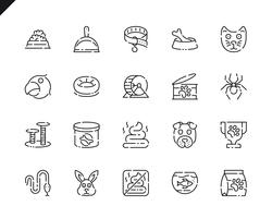Set semplice di icone di linee di penna e animali per applicazioni Web e mobili. vettore
