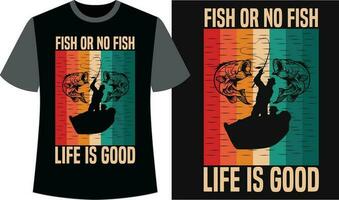 pesca nero maglietta design vettore. pesca vettore
